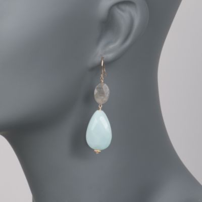 Labradorite and Amazonite Drop Earrings in Two-Tone &mdash; Alt Image 2