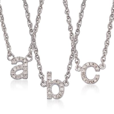 Diamond Initial Pendant Necklace in Sterling Silver. 18" &mdash; Alt Image 3
