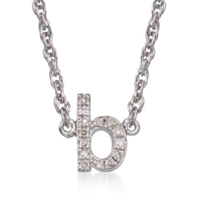 Diamond Initial Pendant Necklace in Sterling Silver. 18" &mdash; Alt Image 4