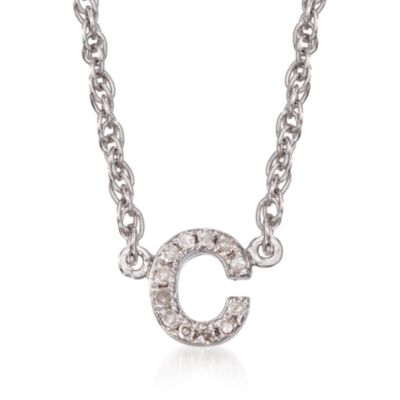 Diamond Initial Pendant Necklace in Sterling Silver. 18" &mdash; Alt Image 5