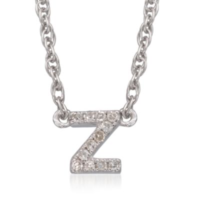 Diamond Initial Pendant Necklace in Sterling Silver. 18" &mdash; Alt Image 28