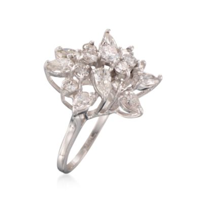 C. 2000 Vintage 2.45 ct. t.w. Diamond Cluster Ring in 14kt White Gold. Size 5 &mdash; Alt Image 3