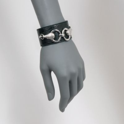 Italian Green Leather Cuff Bracelet With Sterling Silver Links. 7" &mdash; Alt Image 2