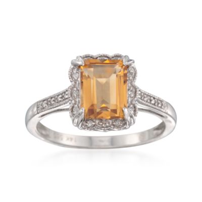 1.50 Carat Citrine Ring With Diamonds in 14kt White Gold &mdash; Alt Image 1