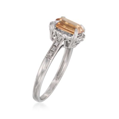 1.50 Carat Citrine Ring With Diamonds in 14kt White Gold &mdash; Alt Image 3