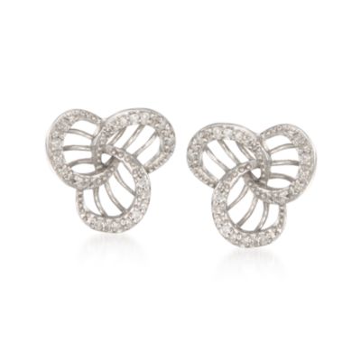 .10 ct. t.w. Diamond Flower Earrings in 14kt White Gold &mdash; Alt Image 1