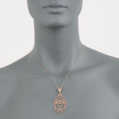 .82 ct. t.w. Diamond Scrollwork Necklace in 14kt Rose Gold. 18" &mdash; Alt Image 2