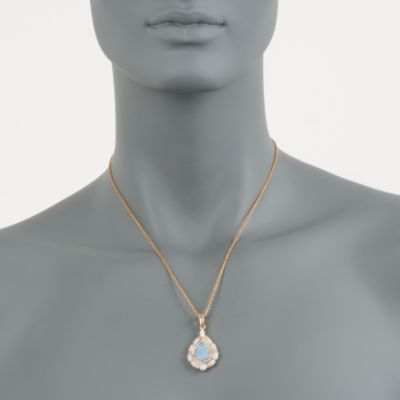 Opal Necklace With .10 ct. t.w. Diamonds in 18kt Over Sterling. 18" &mdash; Alt Image 2