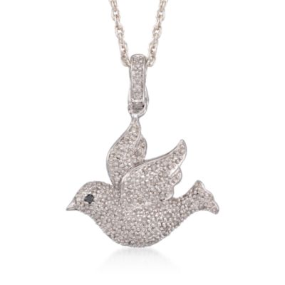 .24 ct. t.w. Diamond Dove Necklace in Sterling Silver. 18" &mdash; Alt Image 1