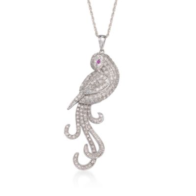 1.20 ct. t.w. Diamond Cockatoo Necklace in Sterling Silver. 18" &mdash; Alt Image 1