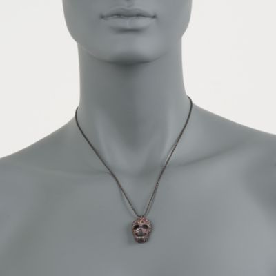 3.70 ct. t.w. Multicolored Pave Sapphire Skull Mask Necklace in Sterling Silver. 18" &mdash; Alt Image 2