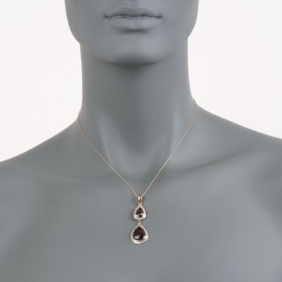 6.50 ct. t.w. Garnet and .53 ct. t.w. Diamond Pendant Necklace in 14kt Yellow Gold. 18" &mdash; Alt Image 2