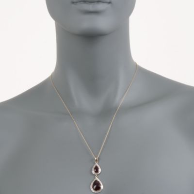 6.50 ct. t.w. Garnet and .53 ct. t.w. Diamond Pendant Necklace in 14kt Yellow Gold. 18" &mdash; Alt Image 4