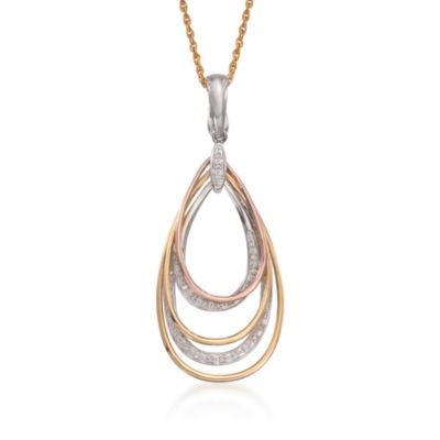.10 ct. t.w. Diamond Tri-Colored Teardrop Necklace. 18" &mdash; Alt Image 1