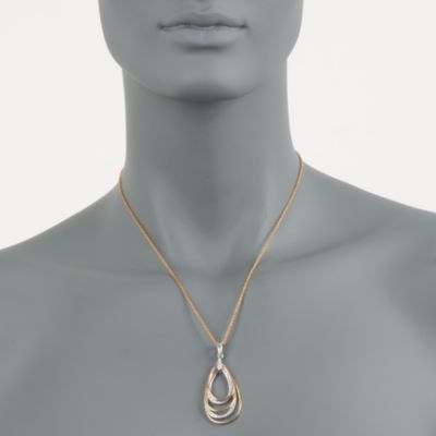 .10 ct. t.w. Diamond Tri-Colored Teardrop Necklace. 18" &mdash; Alt Image 2