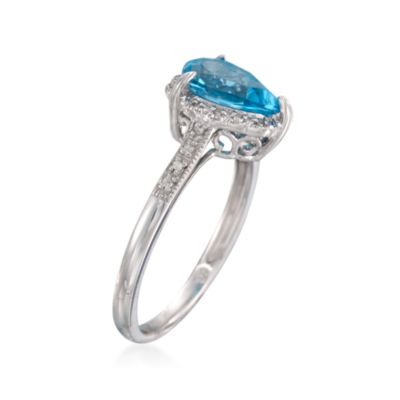 1.40 Carat Blue Topaz Ring With Diamonds in 14kt White Gold &mdash; Alt Image 3