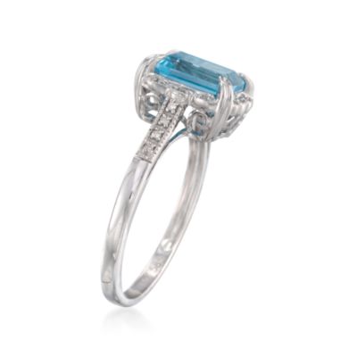 1.65 Carat Blue Topaz Ring With Diamonds in 14kt White Gold &mdash; Alt Image 3