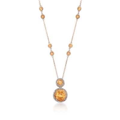 5.35 ct. t.w. Citrine and .10 ct. t.w. Diamond Pendant Necklace in 14kt Yellow Gold &mdash; Alt Image 1