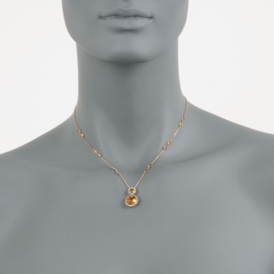 5.35 ct. t.w. Citrine and .10 ct. t.w. Diamond Pendant Necklace in 14kt Yellow Gold &mdash; Alt Image 2