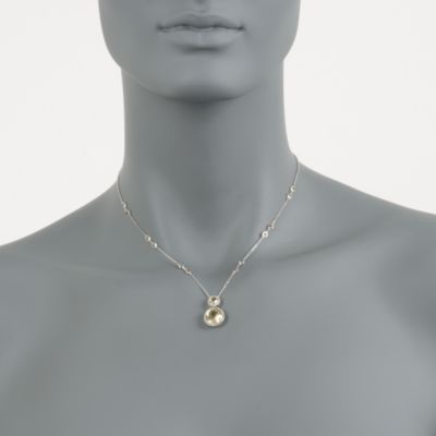4.70 ct. t.w. Lemon Quartz and .10 ct. t.w. Diamond Pendant Necklace in 14kt White Gold. 16" &mdash; Alt Image 2