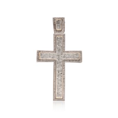 C. 1990 Vintage 8.30 ct. t.w. Diamond Cross Pendant in 14kt White Gold &mdash; Alt Image 1