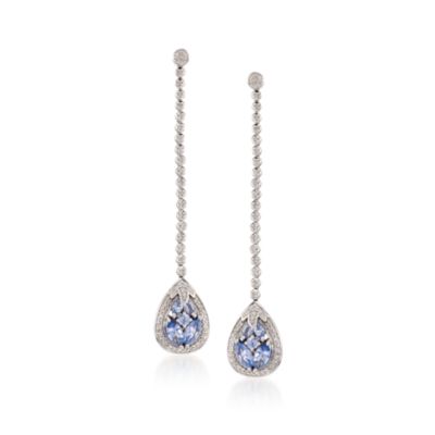 1.10 ct. t.w. Tanzanite and .33 ct. t.w. Diamond Linear Earrings in Sterling Silver &mdash; Alt Image 1