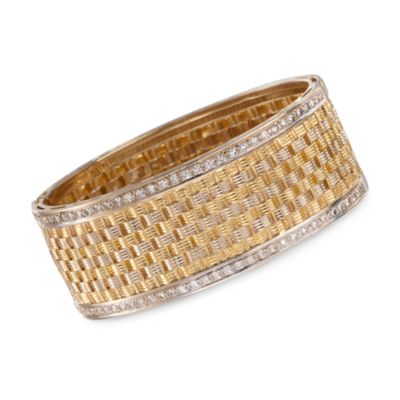 C. 1990 Vintage 2.10 ct. t.w. Wide Diamond Bracelet in 18kt Two-Tone Gold. 7" &mdash; Alt Image 1