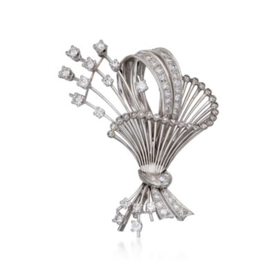C.1970 Vintage 1.80 ct. t.w. Diamond Spray Bouquet Pin in 18kt White Gold &mdash; Alt Image 1
