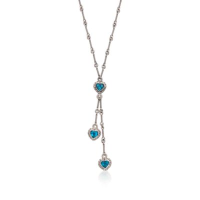 C. 2000 Vintage 3.00 ct. t.w. Blue Topaz Lariat Heart Necklace in 18kt White Gold. 19.5" &mdash; Alt Image 1
