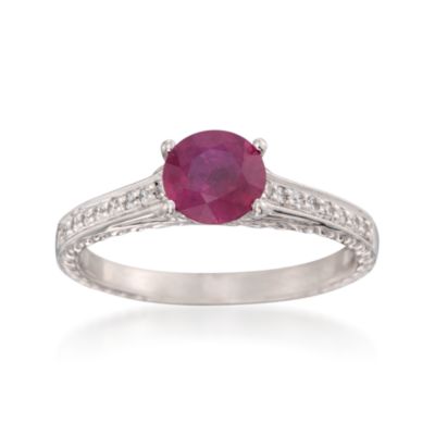 1.08 Carat Ruby and .12 ct. t.w. Diamond Ring in 19kt White Gold &mdash; Alt Image 1