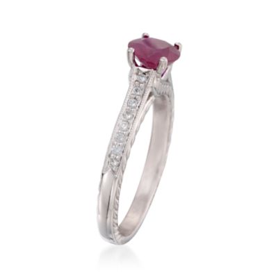 1.08 Carat Ruby and .12 ct. t.w. Diamond Ring in 19kt White Gold &mdash; Alt Image 3
