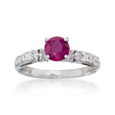 1.11 Carat Ruby and .35 ct. t.w. Diamond Ring in 14kt White Gold &mdash; Alt Image 1