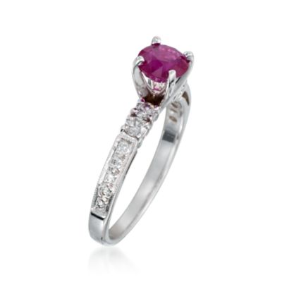 1.11 Carat Ruby and .35 ct. t.w. Diamond Ring in 14kt White Gold &mdash; Alt Image 3