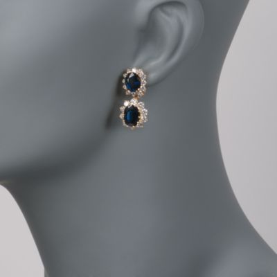 C. 1980 Vintage Kurt Wayne 12.50 ct. t.w. Sapphire and 4.00 ct. t.w. Diamond Earrings in 18kt Yellow Gold &mdash; Alt Image 2