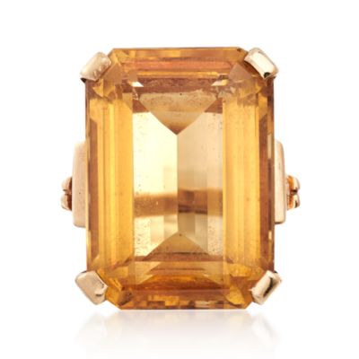 C. 1950 Vintage 31.90 Carat Citrine Ring in 14kt Yellow Gold. Size 4.5 &mdash; Alt Image 1