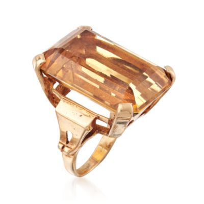 C. 1950 Vintage 31.90 Carat Citrine Ring in 14kt Yellow Gold. Size 4.5 &mdash; Alt Image 3