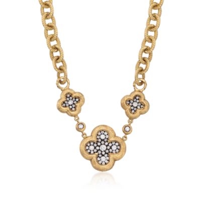 C. 2000 Vintage .69 ct. t.w. Diamond Clover Necklace in 14kt Yellow Gold. 17" &mdash; Alt Image 1