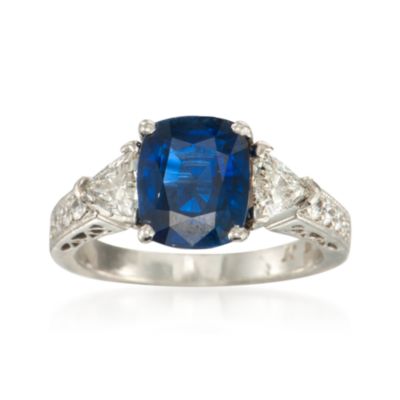 C. 2000 Vintage Certified 2.86 Carat Sapphire and .80 ct. t.w. Diamond Ring in Platinum. Size 5.75 &mdash; Alt Image 1