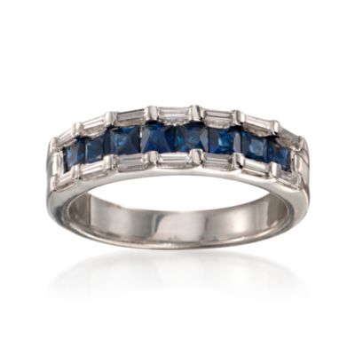C. 1990 Vintage .50 ct. t.w. Sapphire and .25 ct. t.w. Diamond Ring in Platinum. Size 6.5 &mdash; Alt Image 1