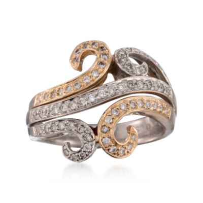 C. 2000 Vintage .75 ct. t.w. Diamond Swirl Ring in 14kt Two-Tone Gold. Size 7 &mdash; Alt Image 1