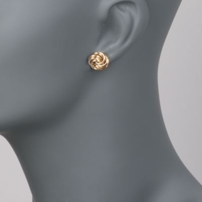 Italian 14kt Yellow Gold Knot Earrings &mdash; Alt Image 2