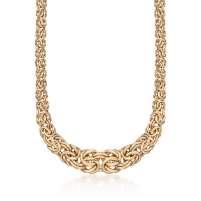 Italian 14kt Yellow Gold Graduated Byzantine Necklace &mdash; Alt Image 1