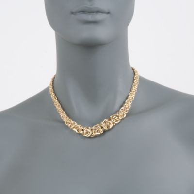 Italian 14kt Yellow Gold Graduated Byzantine Necklace &mdash; Alt Image 2
