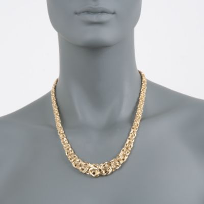 Italian 14kt Yellow Gold Graduated Byzantine Necklace &mdash; Alt Image 3