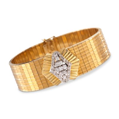 C. 1960 Vintage .75 ct. t.w. Wide Mesh Diamond Bracelet in 18kt Yellow Gold. 7" &mdash; Alt Image 1