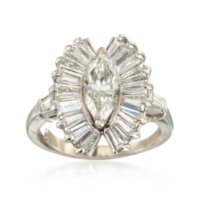 C. 1990 Vintage 2.90 ct. t.w. Diamond Cluster Ring in Platinum. Size 5 &mdash; Alt Image 1