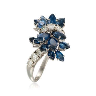C. 1980 Vintage Van Cleef 4.00 ct. t.w. Sapphire and 1.20 ct. t.w. Diamond Cluster Ring in Platinum. Size 7.5 &mdash; Alt Image 3