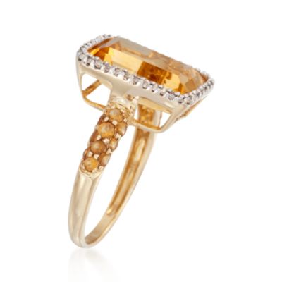 6.65 ct. t.w. Citrine and .13 ct. t.w. Diamond Ring in 14kt Yellow Gold &mdash; Alt Image 3