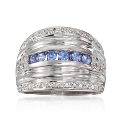 C. 1990 Vintage .40 ct. t.w. Tanzanite and .50 ct. t.w. Diamond Ring in Platinum. Size 6.75 &mdash; Alt Image 1