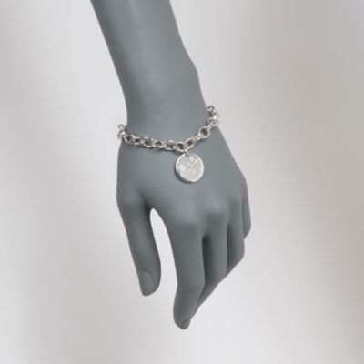 Sterling Silver and Diamond Disc Oval Link Bracelet &mdash; Alt Image 2